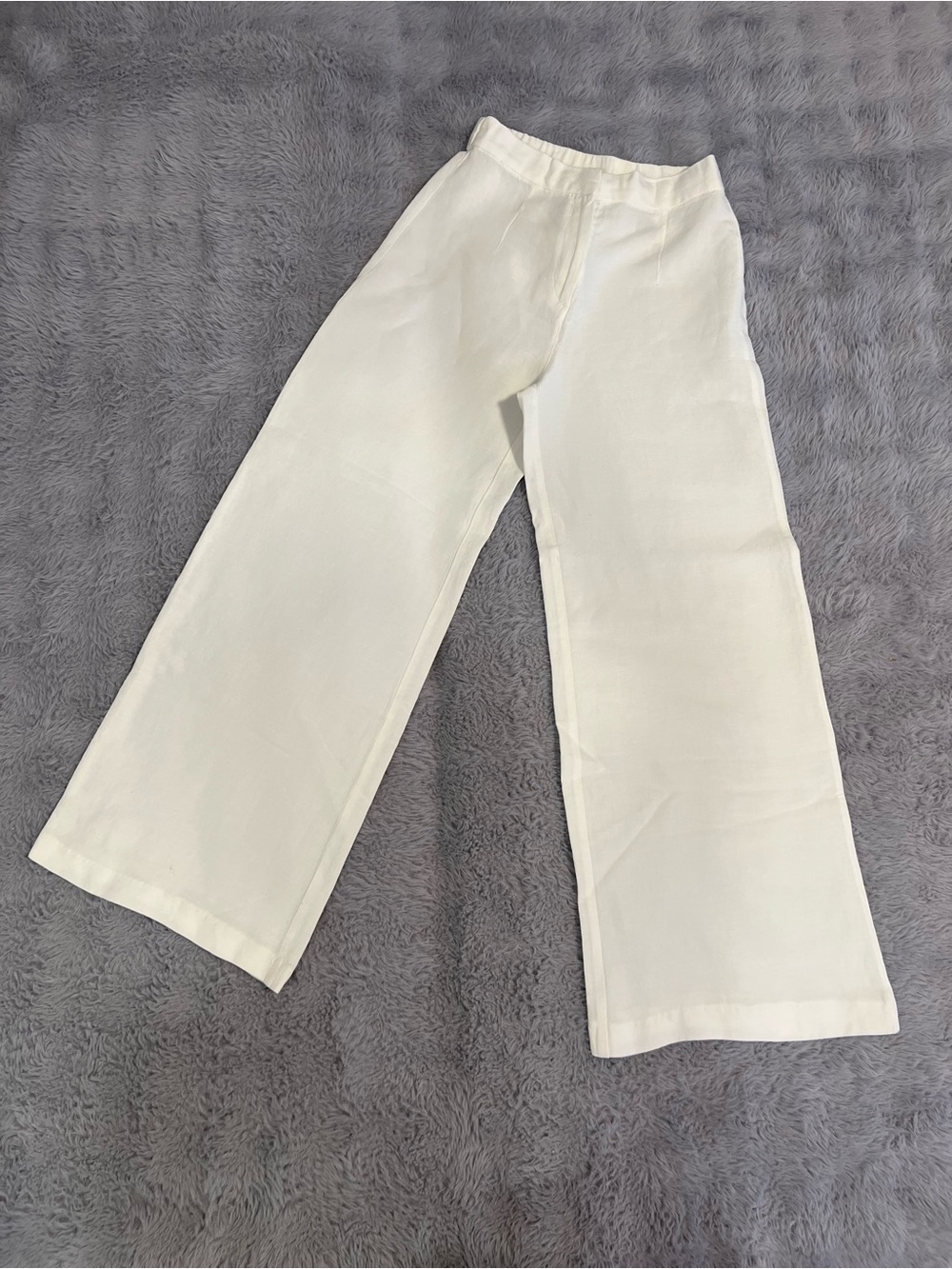 H&M Cream Wide-Leg Linen Pants